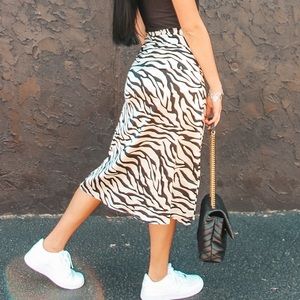 Boutique Zebra Print Slit Skirt Size Small